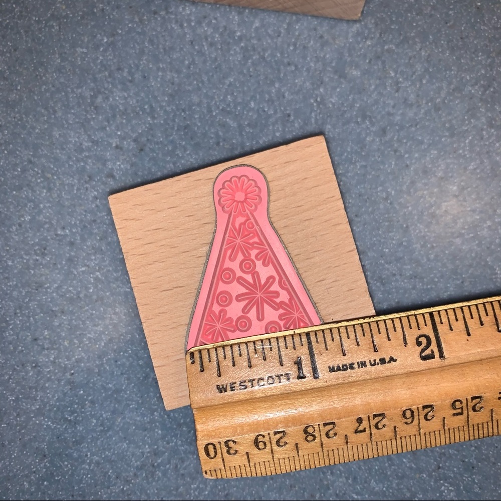 NEW 2 Wood Mounted Rubber Stamp Birthday Party Hat - Picture 5 of 8